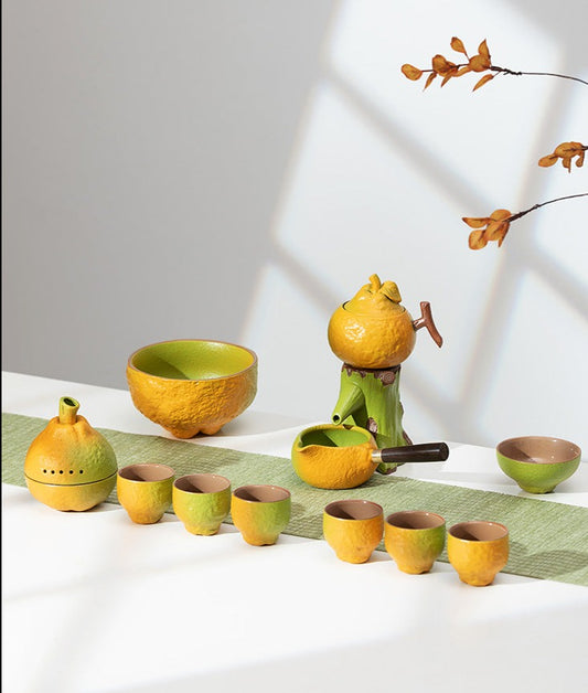 this is an automatic ceramic teapot.this is orange shape teapot