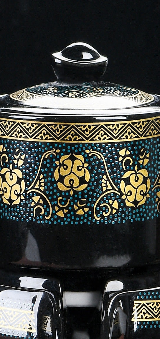 Chinese Original Ceramic Teapot Semi-automatic Stone Mill Teapot Brewing Teapot Flower Porcelain Kungfu Tea Set