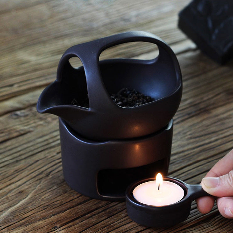 This is a ceramic scoop warmer set