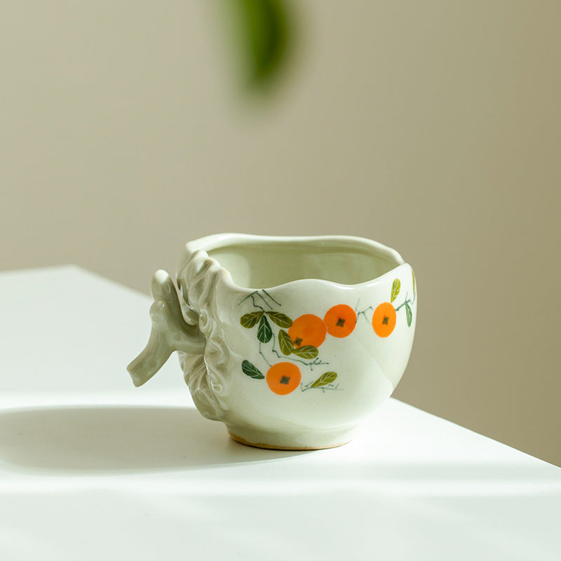 Handmade Wood Ash White Glazed Teapot Pumpkin Pot Teapot Gongfu Tea Set Japanese Small Teapot