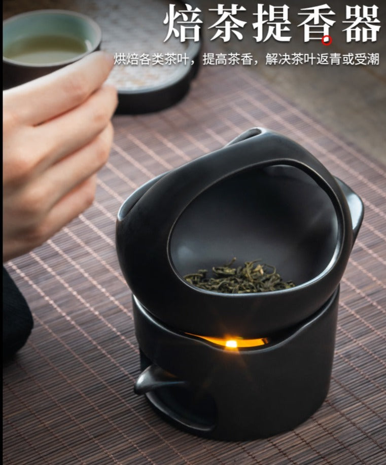 This is a ceramic scoop warmer set