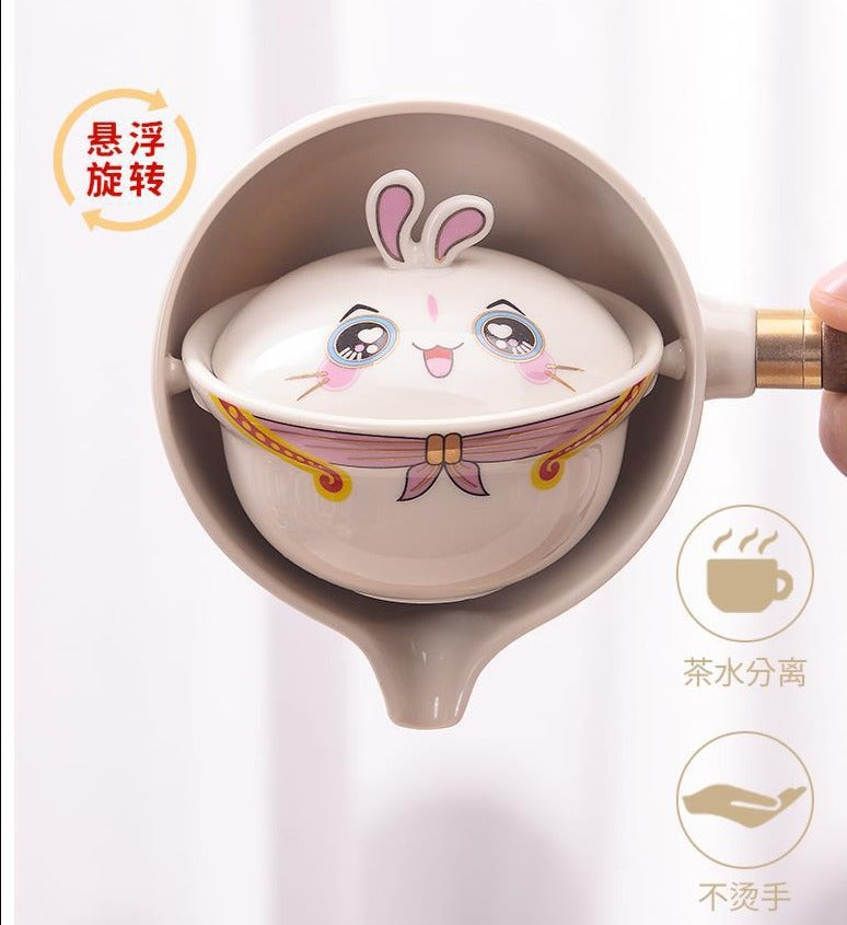 This is a side handle teapot set.this is a 360 rotating ceramic single teapot