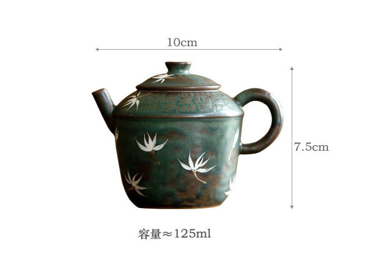 Chinese Original Green Gaiwan Teapot Handpainted Orchid Teapot Chinese Master Pottery Ceramic Japanese Ceramic