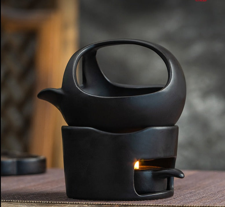 This is a ceramic scoop warmer set