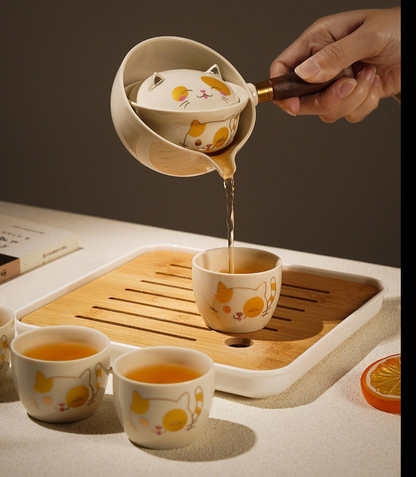 This is a side handle teapot set.this is a 360 rotating ceramic single teapot