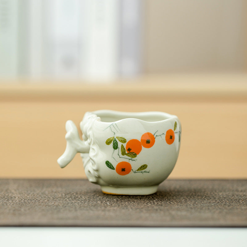 Handmade Wood Ash White Glazed Teapot Pumpkin Pot Teapot Gongfu Tea Set Japanese Small Teapot