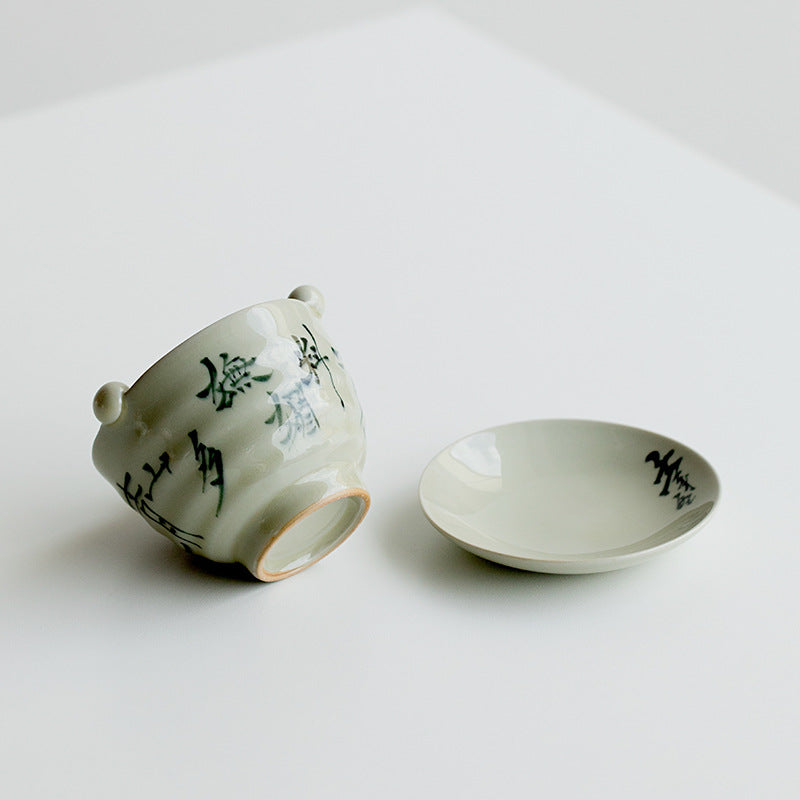 This is a ceramic scoop warmer set