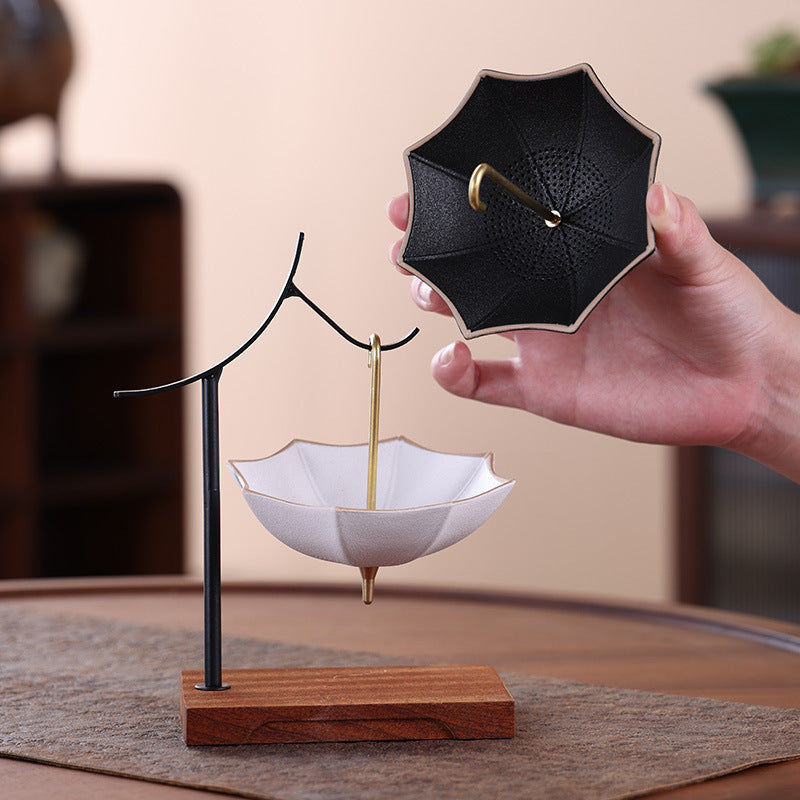 This is a ceramic umbrella shape tea filter tea strainer
