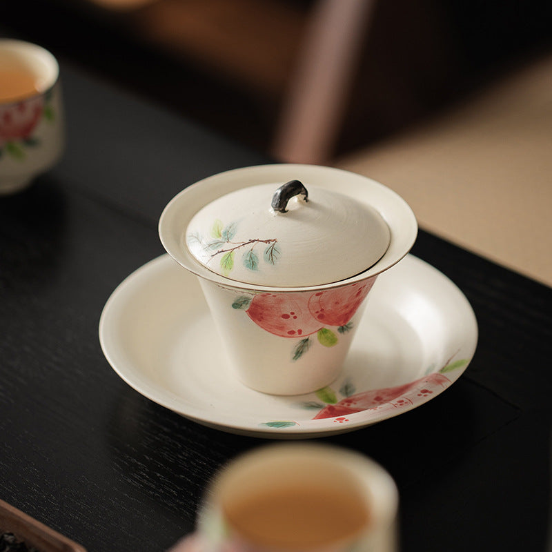 Chinese Original White Gaiwan Handmade Vintage style Japanese Fenyin Teapot Ceramic Kung Fu Tea Ceremony