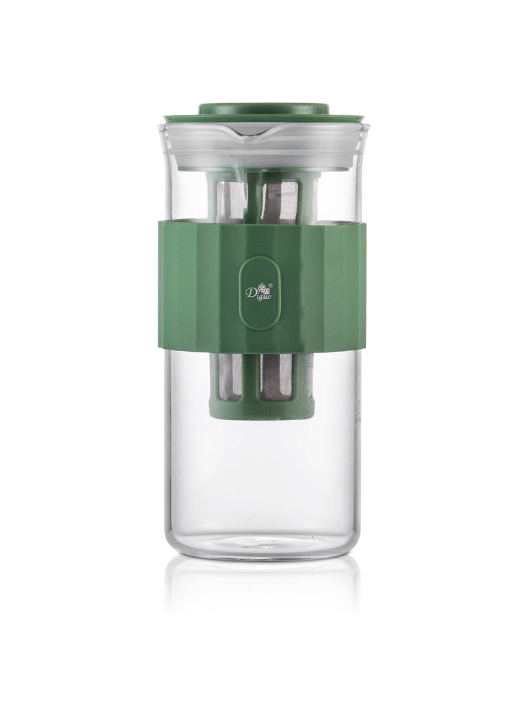 This is a portable glass cold brew teapot bottle