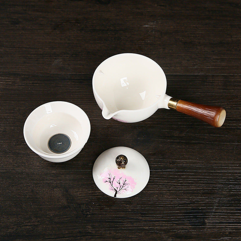 This is a side handle teapot set.this is a 360 rotating ceramic single teapot