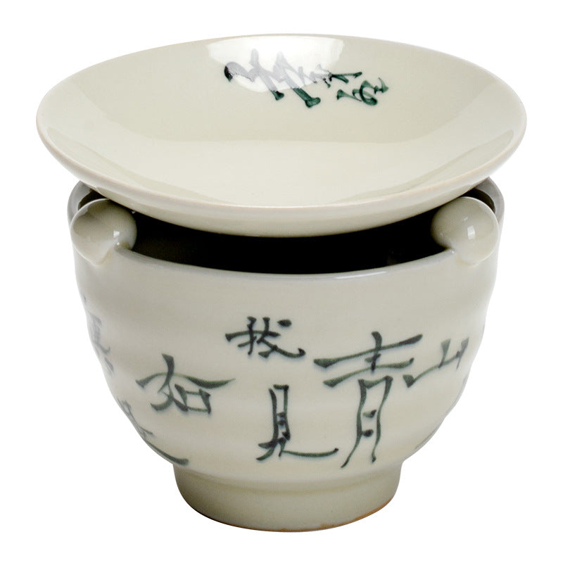 This is a ceramic scoop warmer set