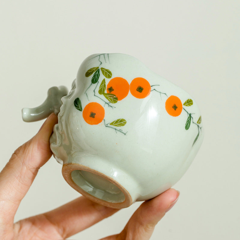 Handmade Wood Ash White Glazed Teapot Pumpkin Pot Teapot Gongfu Tea Set Japanese Small Teapot