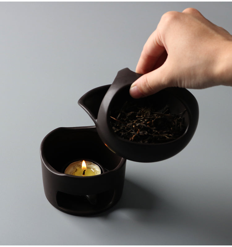 This is a ceramic scoop warmer set