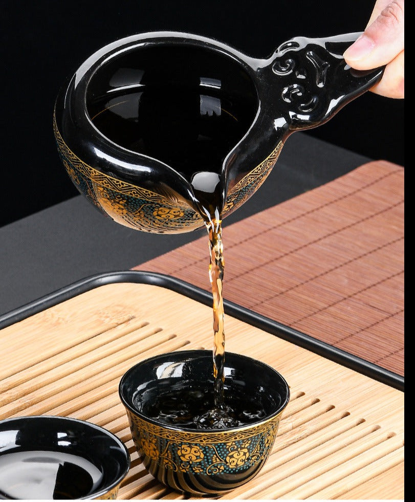 Chinese Original Ceramic Teapot Semi-automatic Stone Mill Teapot Brewing Teapot Flower Porcelain Kungfu Tea Set