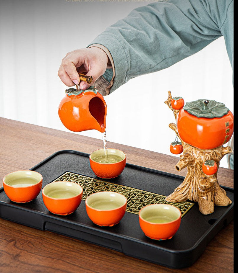 This is a persimmon-shaped automatic teapot