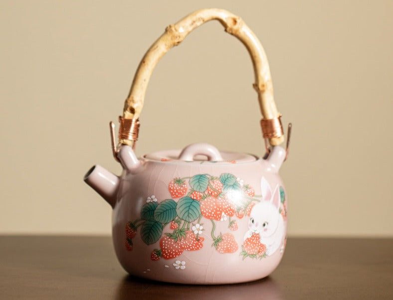 Chinese Ru Kiln Pink Pot Original Design Antique Song Dynasty Style Lifting Teapot Master Pottery Ceramic Tea Ceremony