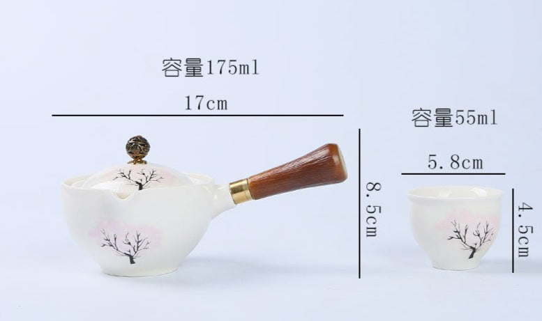 This is a side handle teapot set.this is a 360 rotating ceramic single teapot