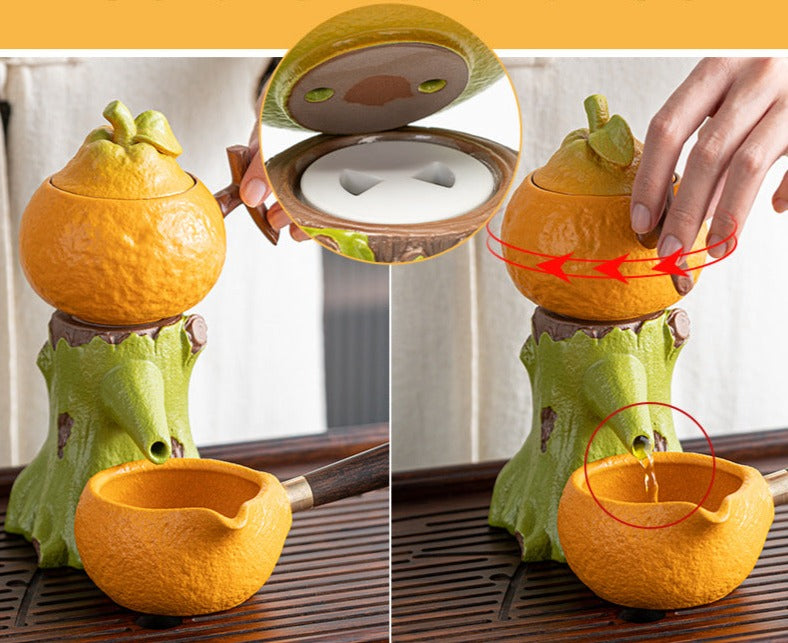 this is an automatic ceramic teapot.this is orange shape teapot