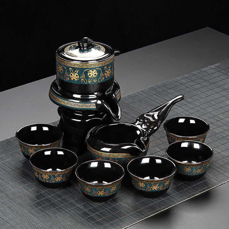 Chinese Original Ceramic Teapot Semi-automatic Stone Mill Teapot Brewing Teapot Flower Porcelain Kungfu Tea Set