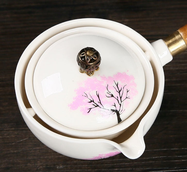 This is a side handle teapot set.this is a 360 rotating ceramic single teapot