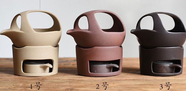 This is a ceramic scoop warmer set