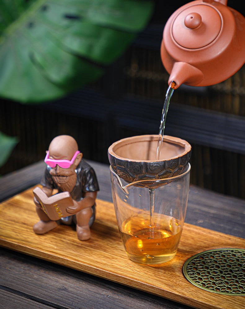 Handmade Chinese Zisha Tea Strainer Turtle Ornament Tea Set Accessories Tea Filter Set One Tea Separation Tea Funnel