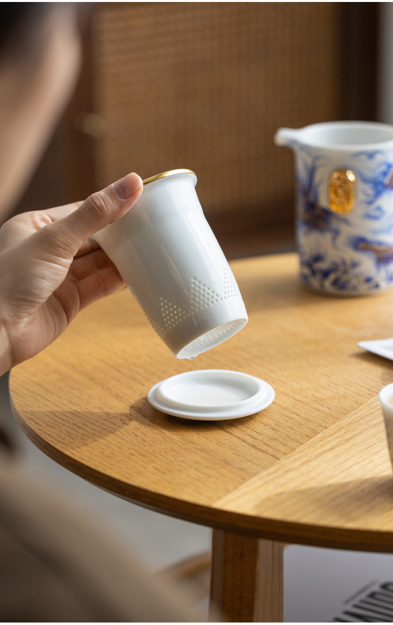 Handmade Original Blue Teapot Chinese Dragon Teaset Ceramic One Pot Three Cups Portable Storage Travel Tea Set Small Set