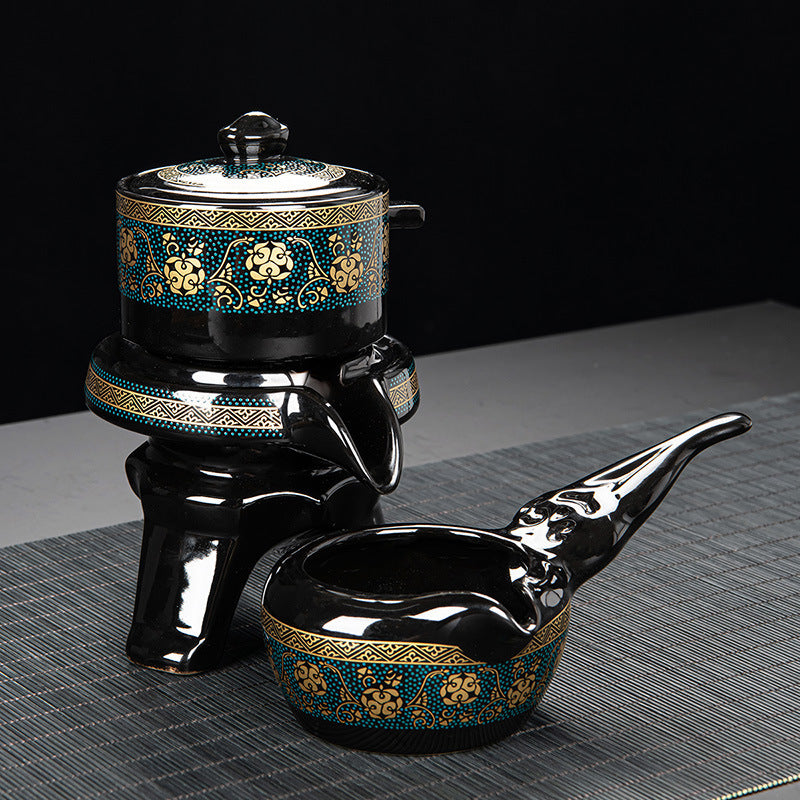 Chinese Original Ceramic Teapot Semi-automatic Stone Mill Teapot Brewing Teapot Flower Porcelain Kungfu Tea Set