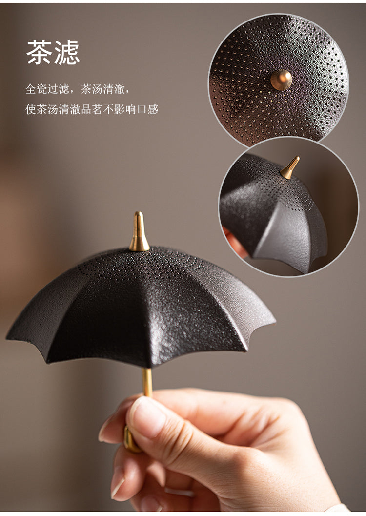 This is a ceramic umbrella shape tea filter tea strainer