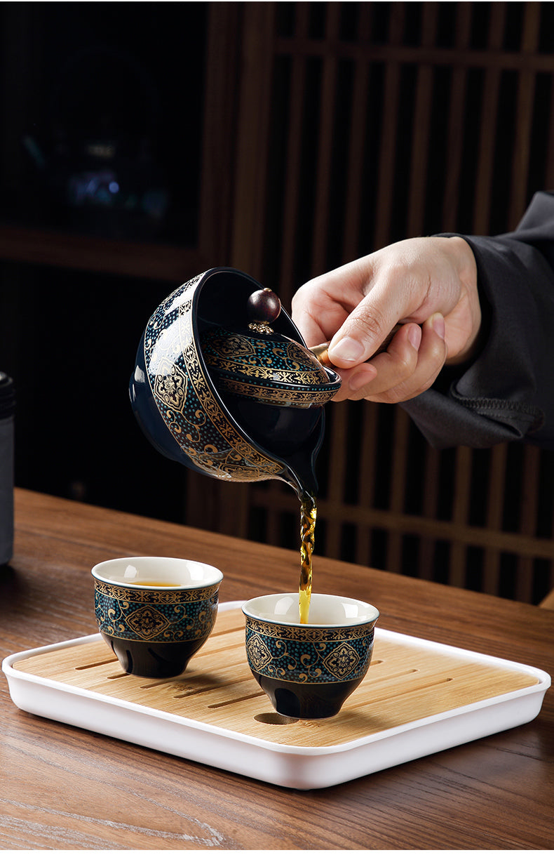 This is a side handle teapot set.this is a 360 rotating ceramic single teapot