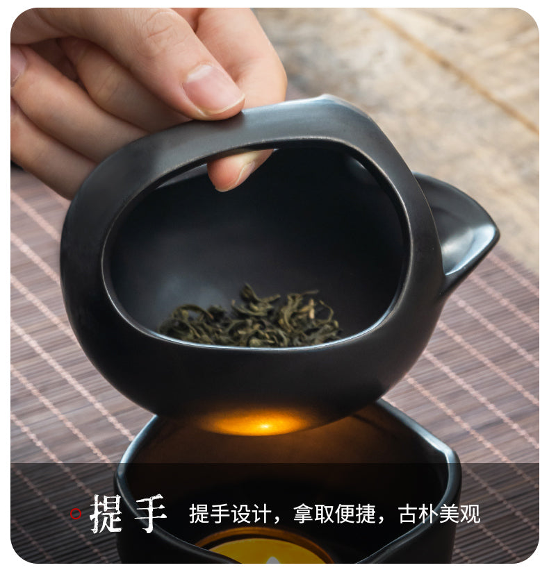 This is a ceramic scoop warmer set