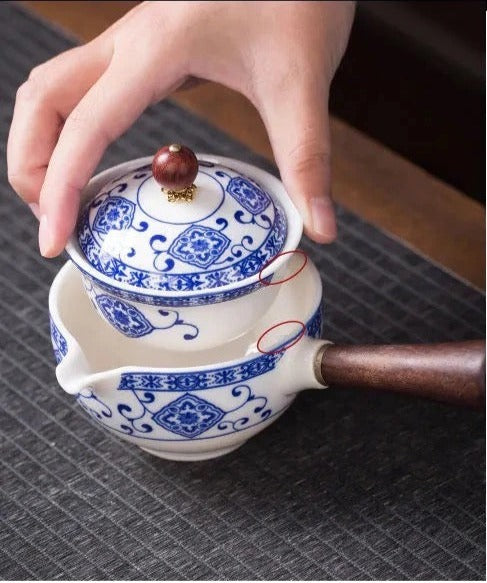 This is a side handle teapot set.this is a 360 rotating ceramic single teapot