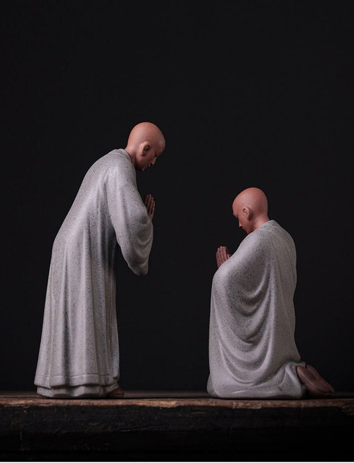Chinese Zen Mini Monk Sculpture Tea Pet Classic Cermony Style