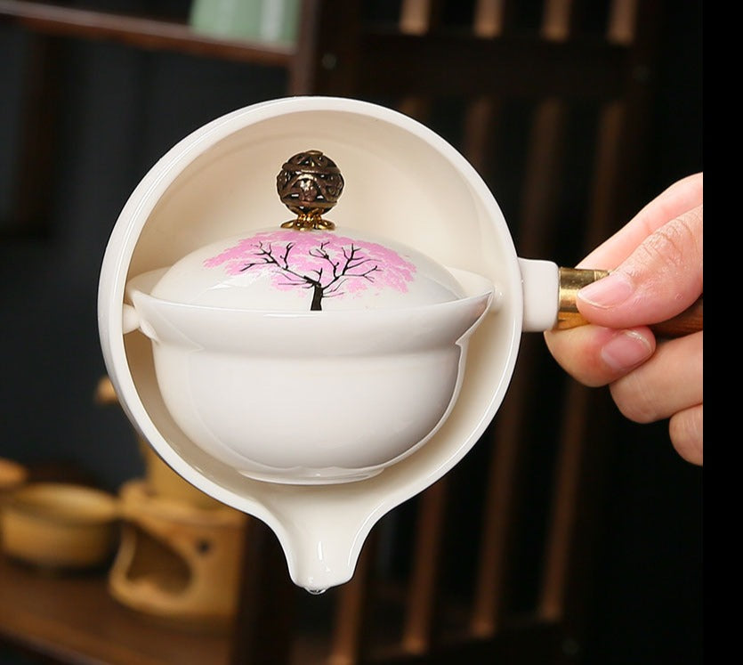 This is a side handle teapot set.this is a 360 rotating ceramic single teapot