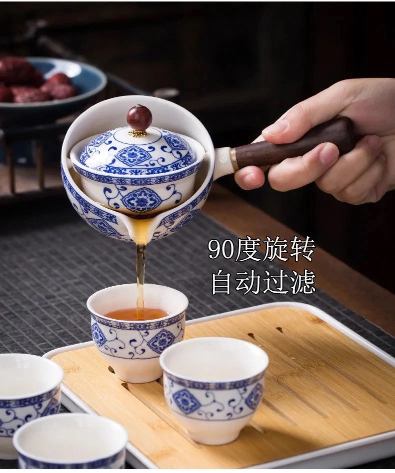This is a side handle teapot set.this is a 360 rotating ceramic single teapot