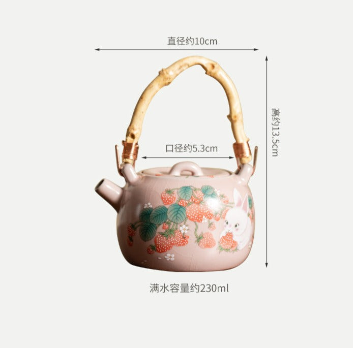 Chinese Ru Kiln Pink Pot Original Design Antique Song Dynasty Style Lifting Teapot Master Pottery Ceramic Tea Ceremony
