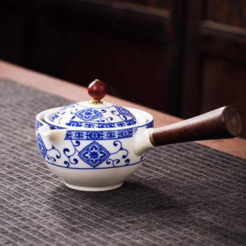 This is a side handle teapot set.this is a 360 rotating ceramic single teapot