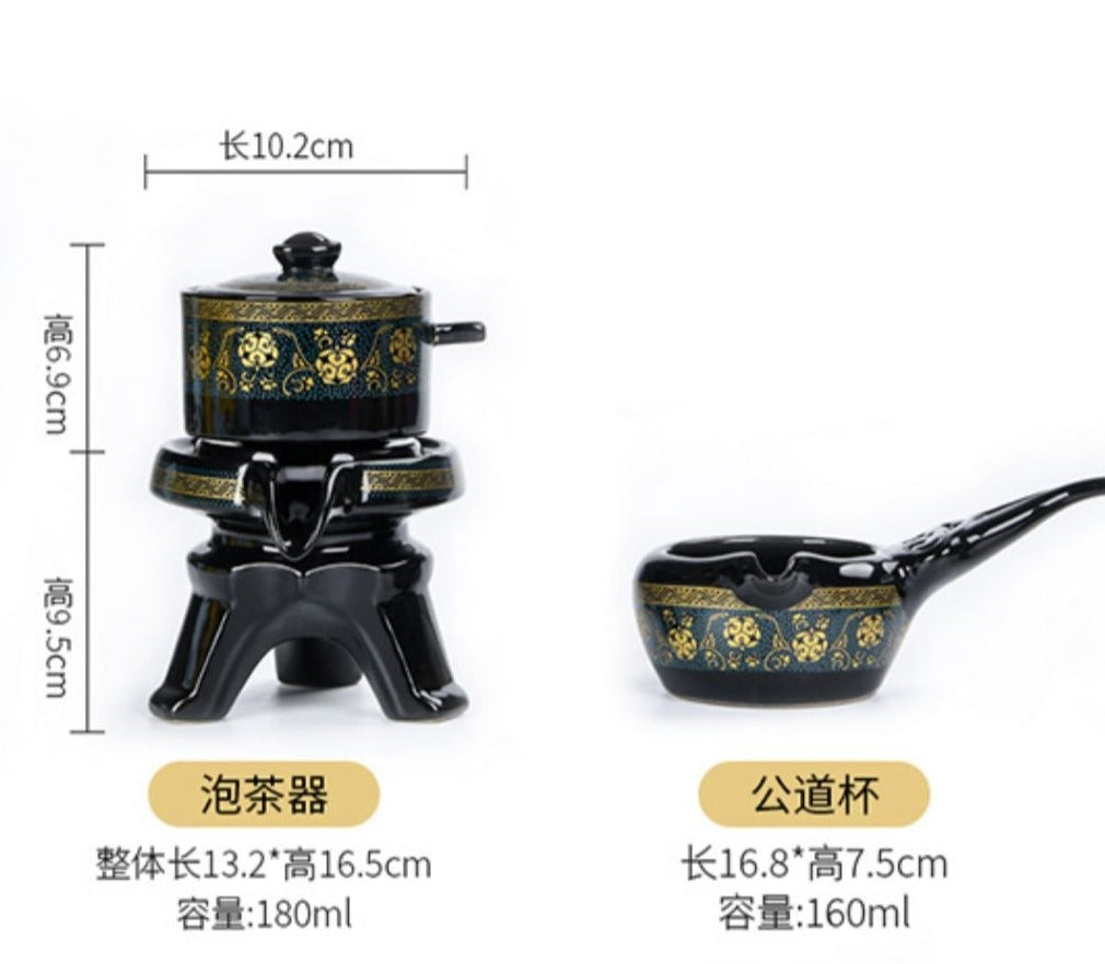 Chinese Original Ceramic Teapot Semi-automatic Stone Mill Teapot Brewing Teapot Flower Porcelain Kungfu Tea Set