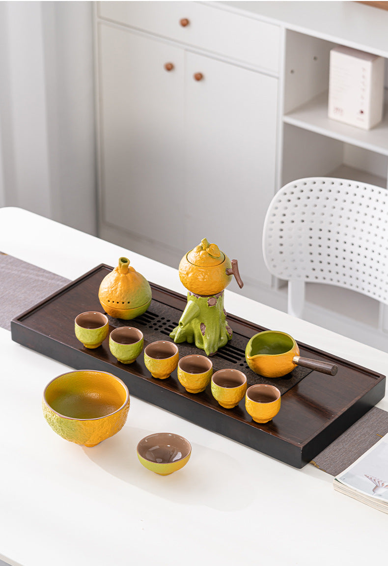 this is an automatic ceramic teapot.this is orange shape teapot