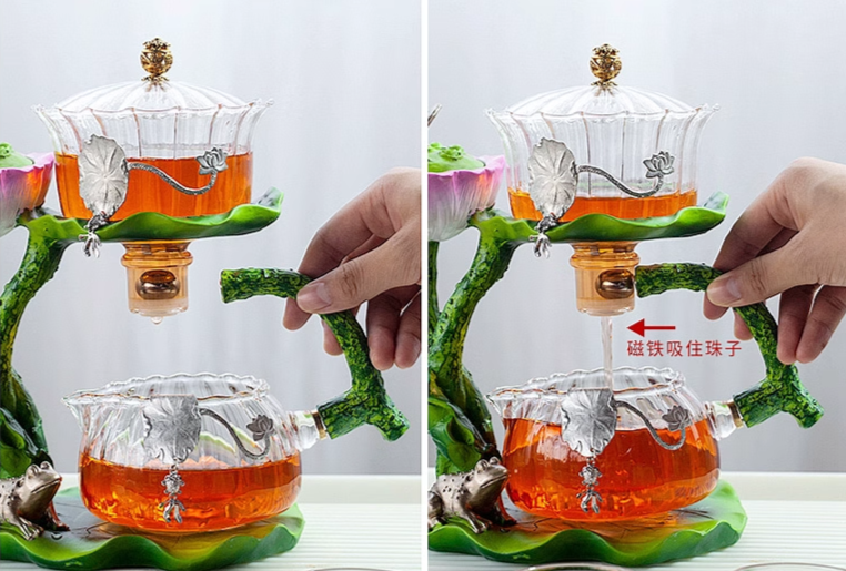 This is a lotus glass teapot. this is a automatic teapot