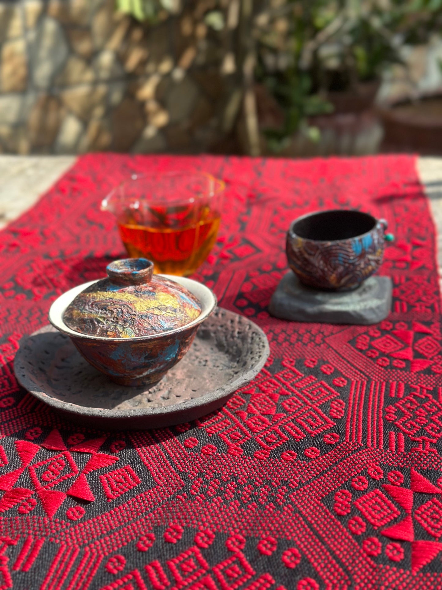 High-end Handcrafted Chinese Zhuang Brocade Silk Cloth Scarf Tea Table Cloth