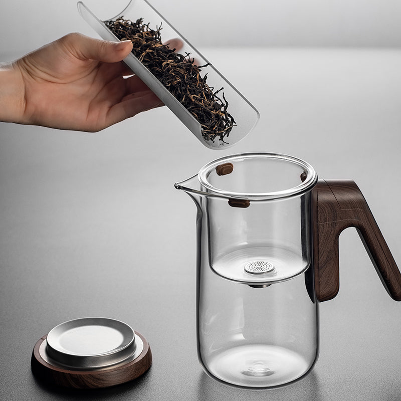 This is a high borosilicate glass teapot.This is a magnetic timing teapot