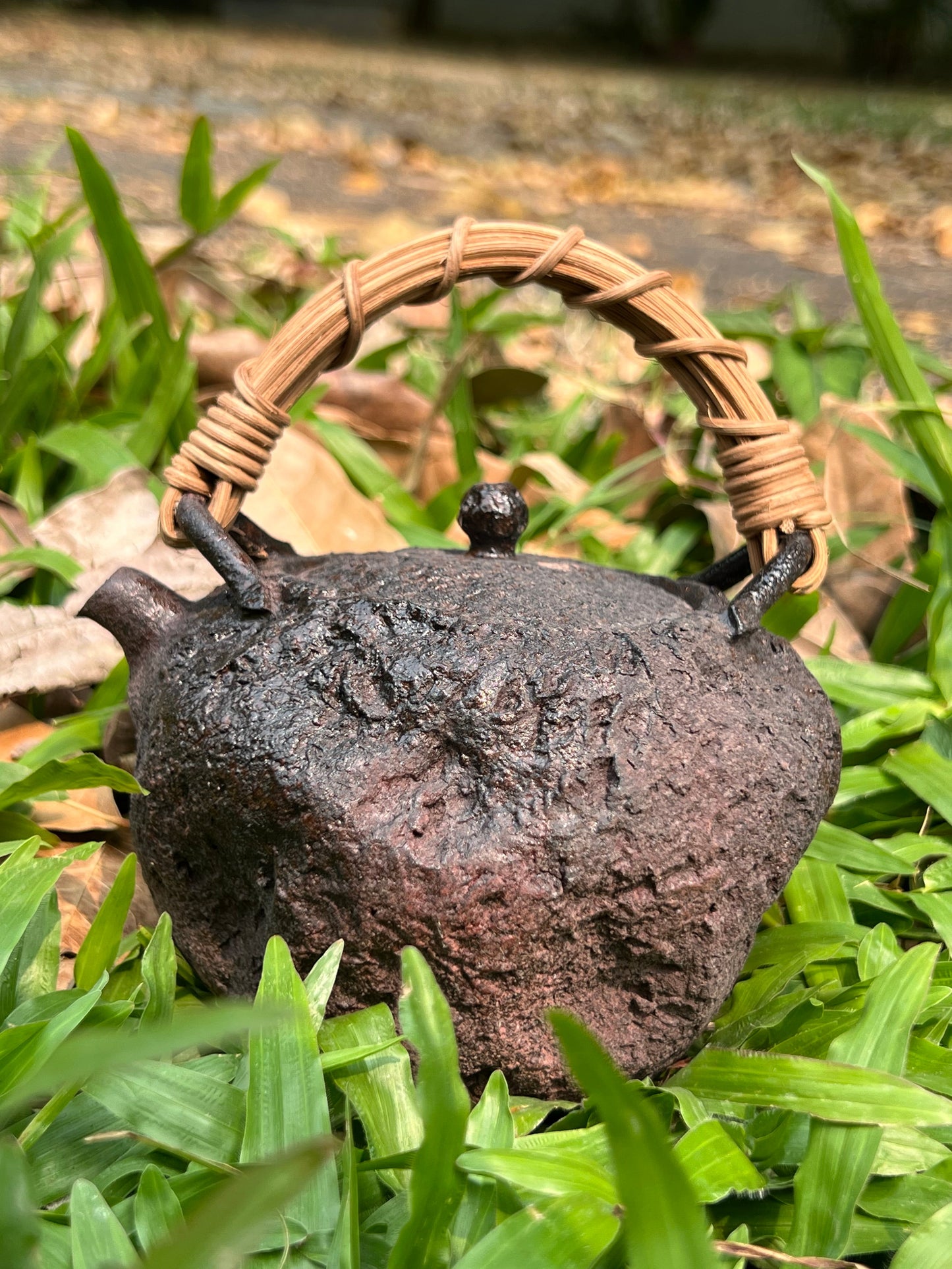 This is a pottery lifting handle kettle