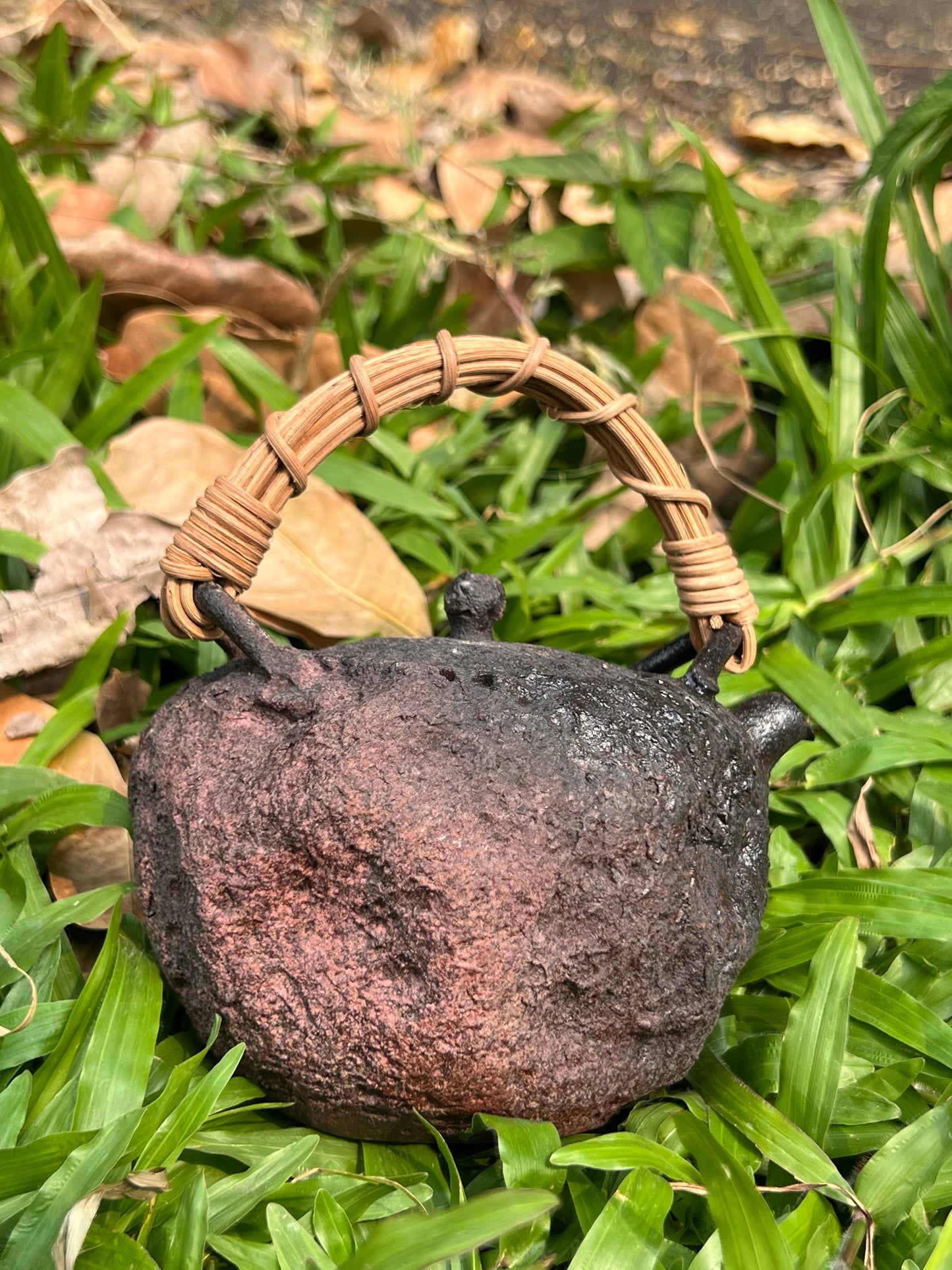 This is a pottery lifting handle kettle