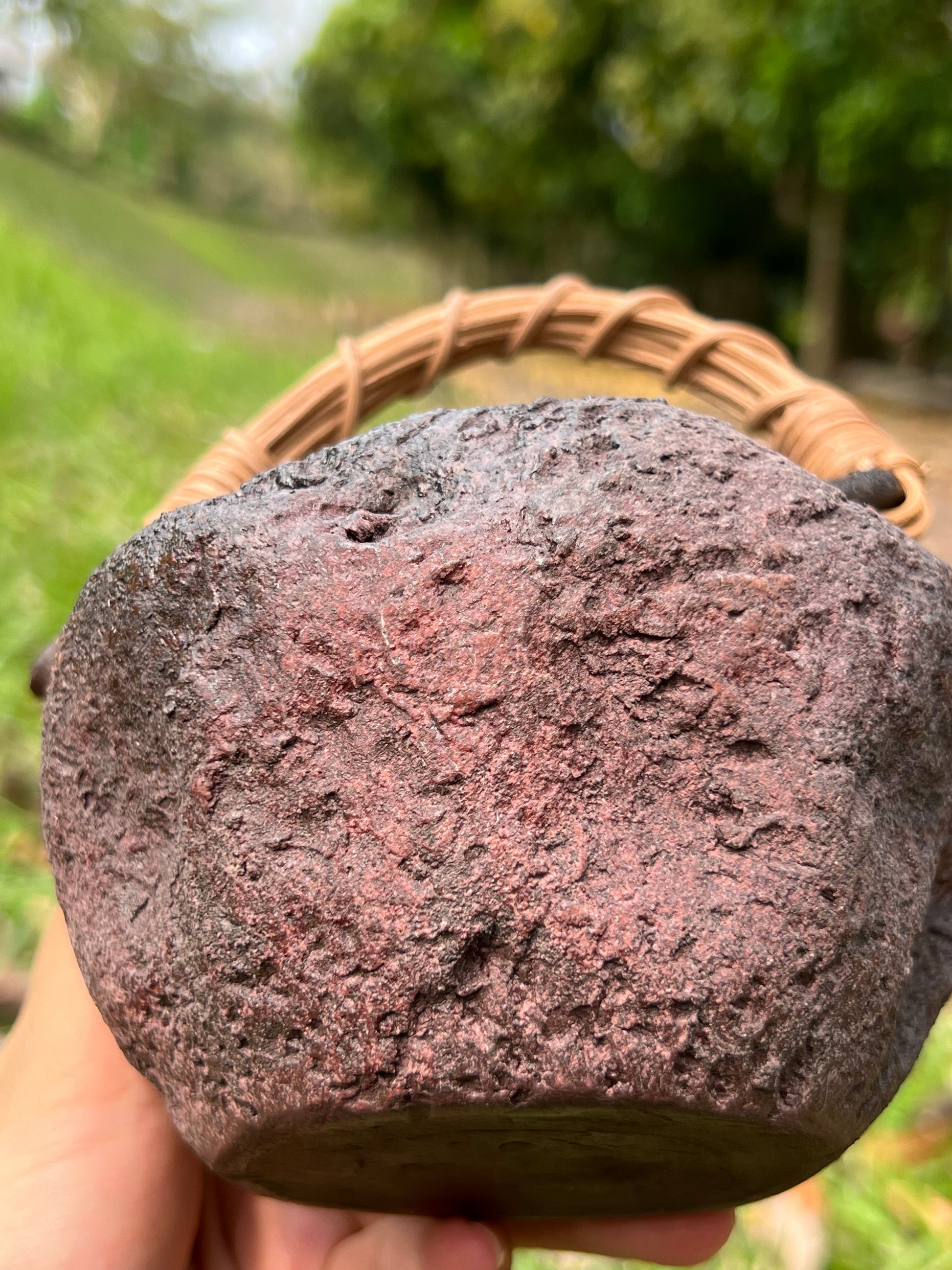 This is a pottery lifting handle kettle