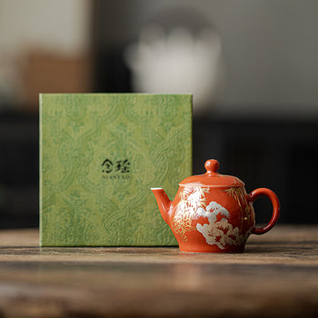 Chinese Fine Pottery Pot Handpainted Pot Tea Maker Red Pot Ceramic Kung fu Tea Ceremony