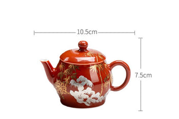 Chinese Fine Pottery Pot Handpainted Pot Tea Maker Red Pot Ceramic Kung fu Tea Ceremony