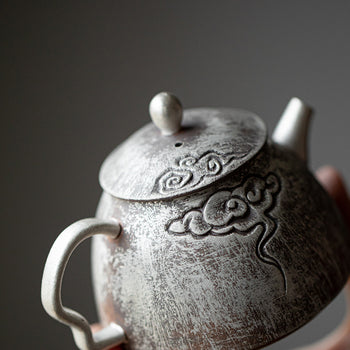 Chinese Handcrafted Traditional Gilted Pure Silver on Surfeace Raw Ore Clay Teapot Traditional Silvering Teapot Tea tray