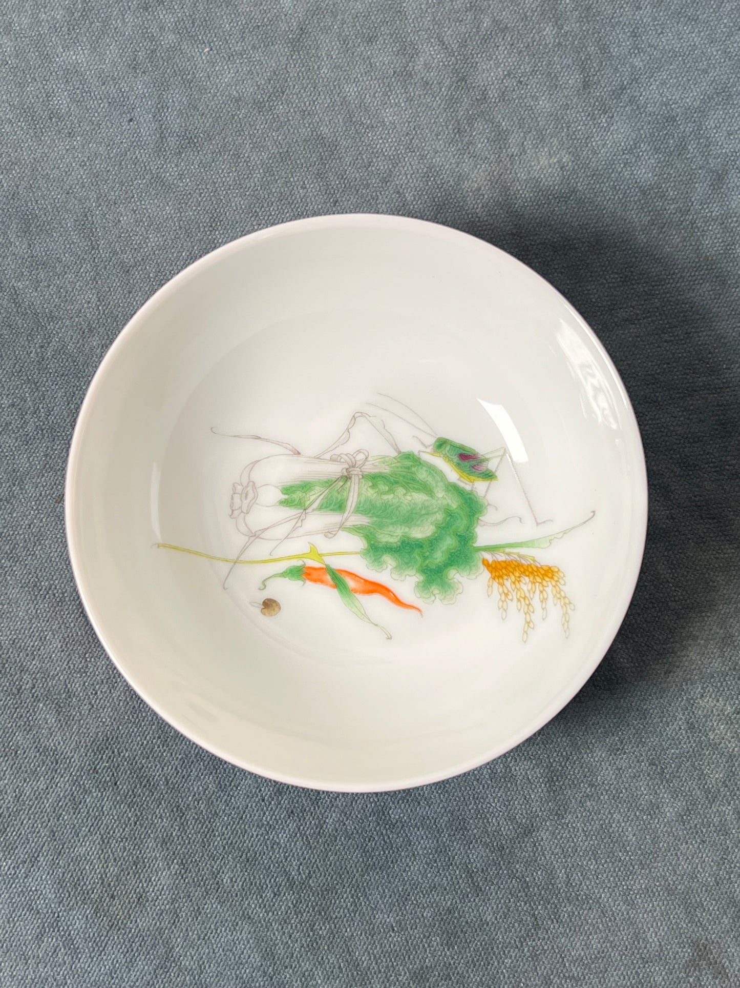 Handpainted Chinese Cabbage Pattern Enamel Teacup Jingdezhen Master Ceramic Artwork Pink Green Yellow Base